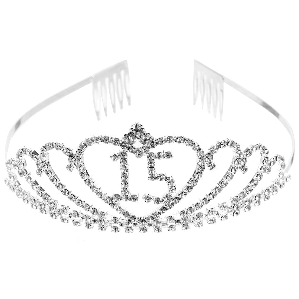2 Pack Rhinestone Hair Accessories Crown Headband Birthday Clasp