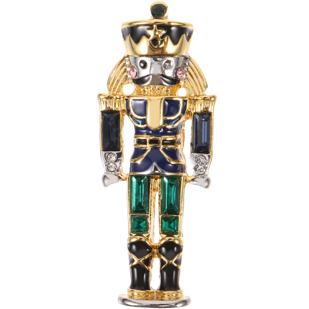 Nutcracker Soldier Brooch Pin Blue Green Metal 1pack