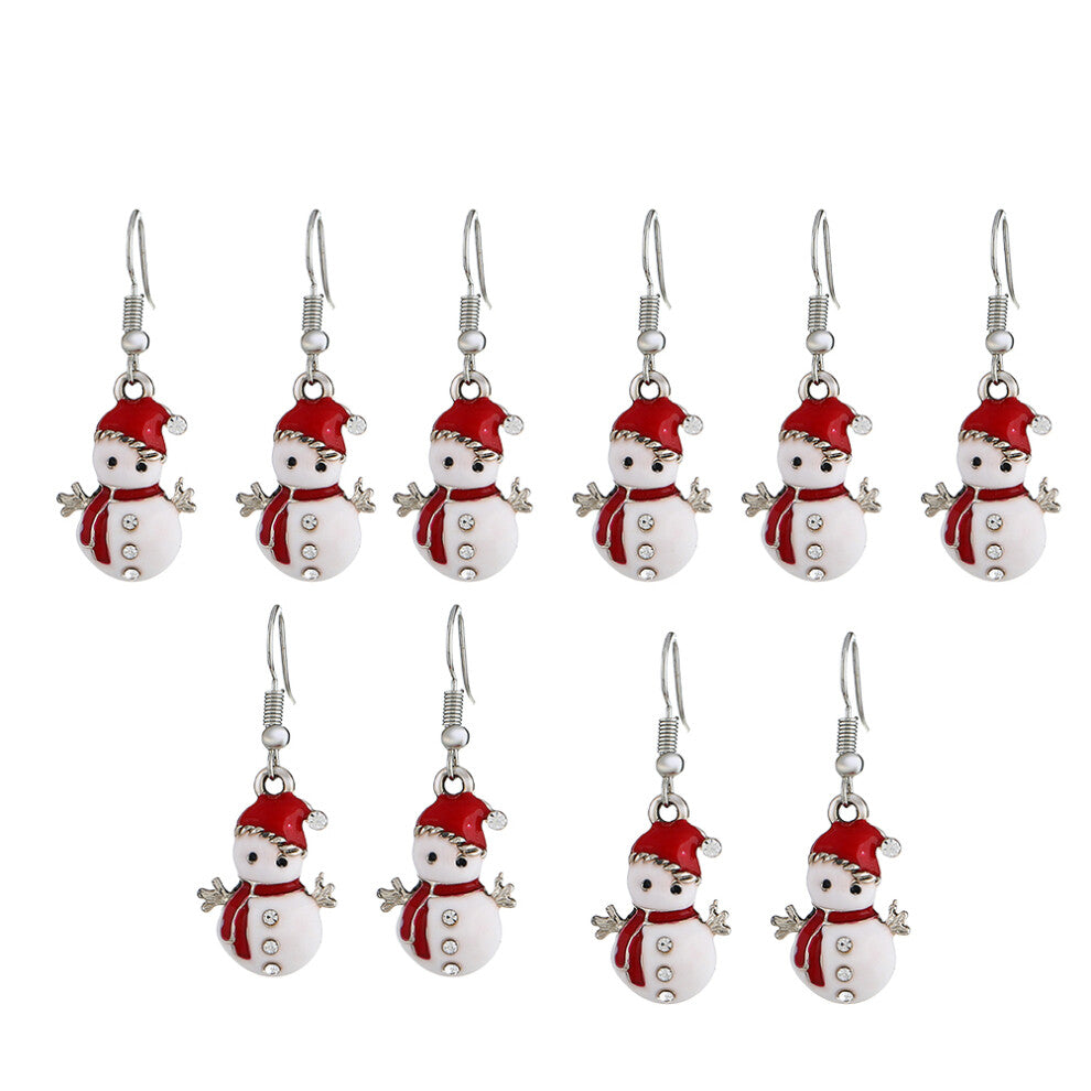 Set Of 2 Snowman Earrings For Women Holiday Dangler Christmas Drop
