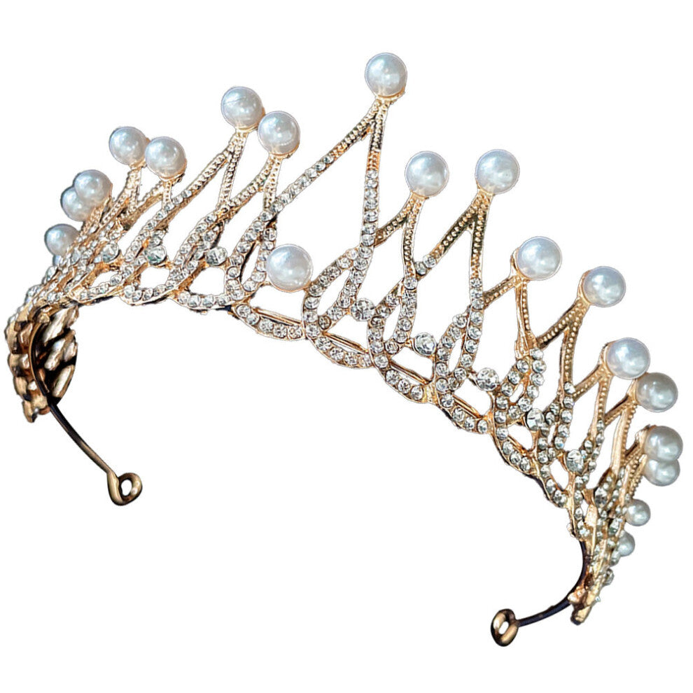 Wedding Accessories Crown Headband Rhinestone Golden 1pack