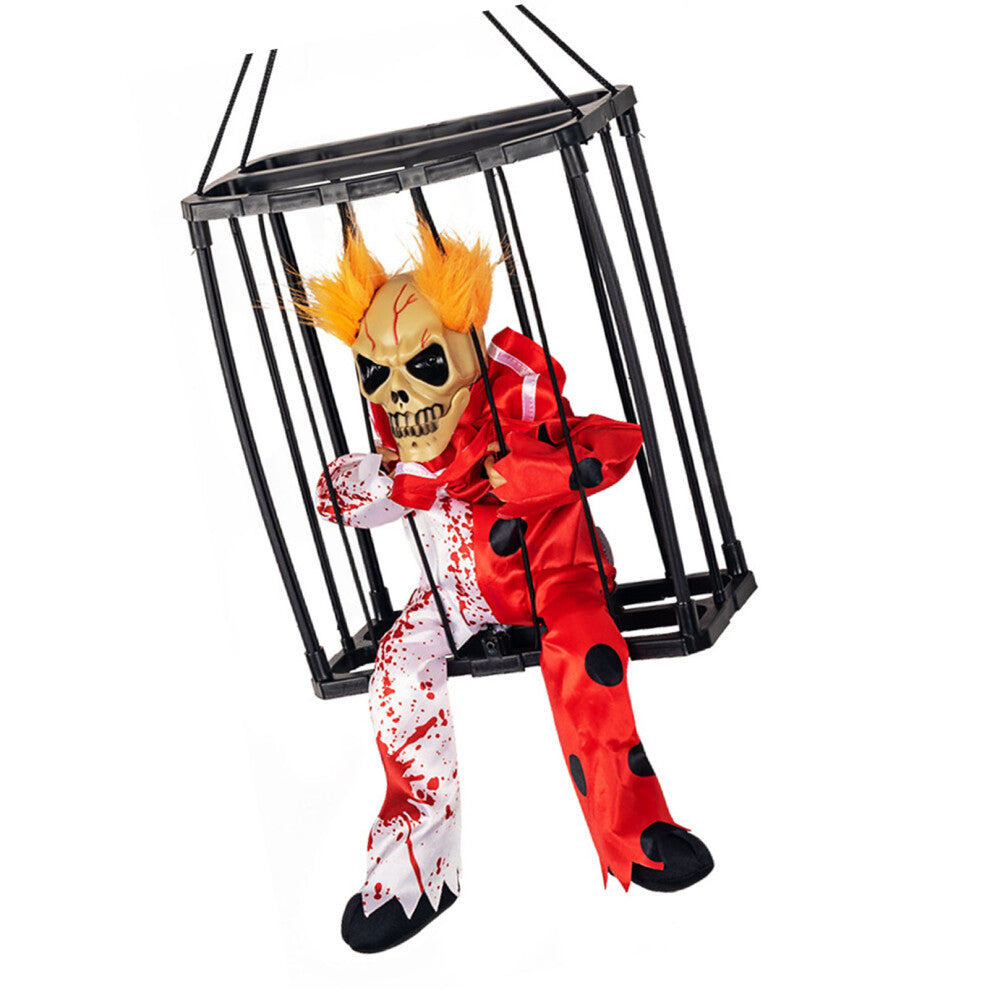 Scary Skull Cage Prisoner Haunted House Prop with Motion Sensor 28x23.3cm