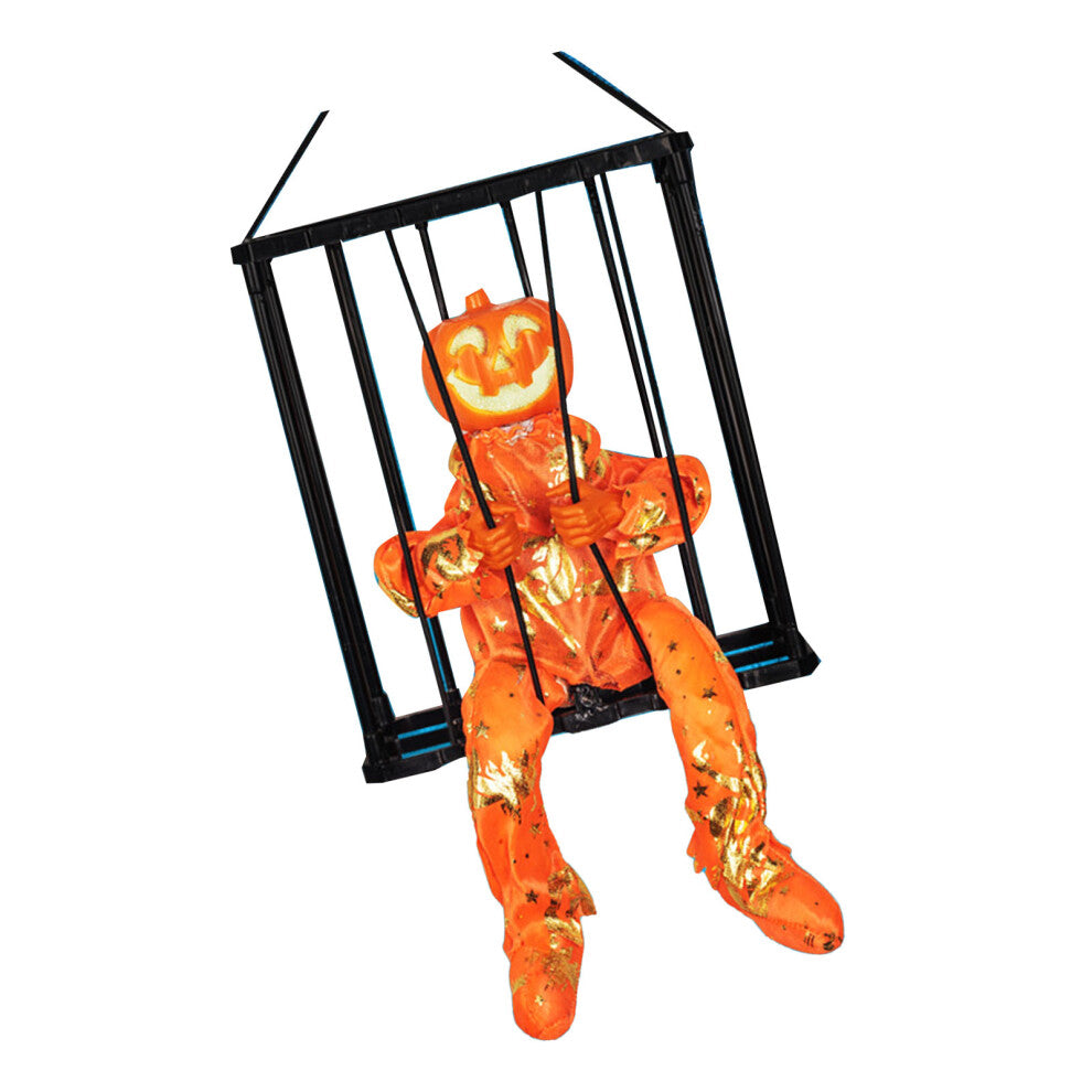 Scary Skull Cage Prisoner Haunted House Prop with Motion Sensor, 28x23.3x10.4cm