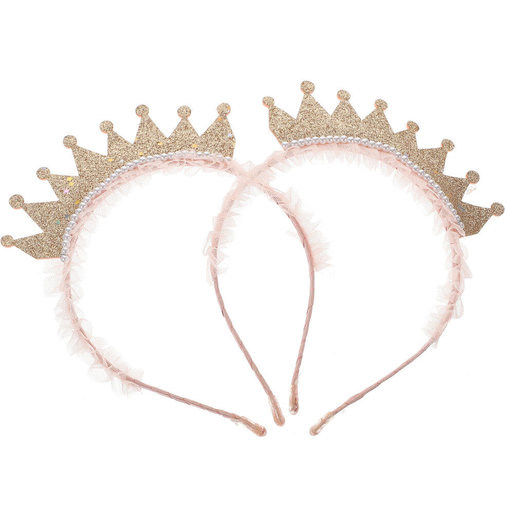 8 Pcs Kids Crowns Party Tiara Pearl Hair Accessories