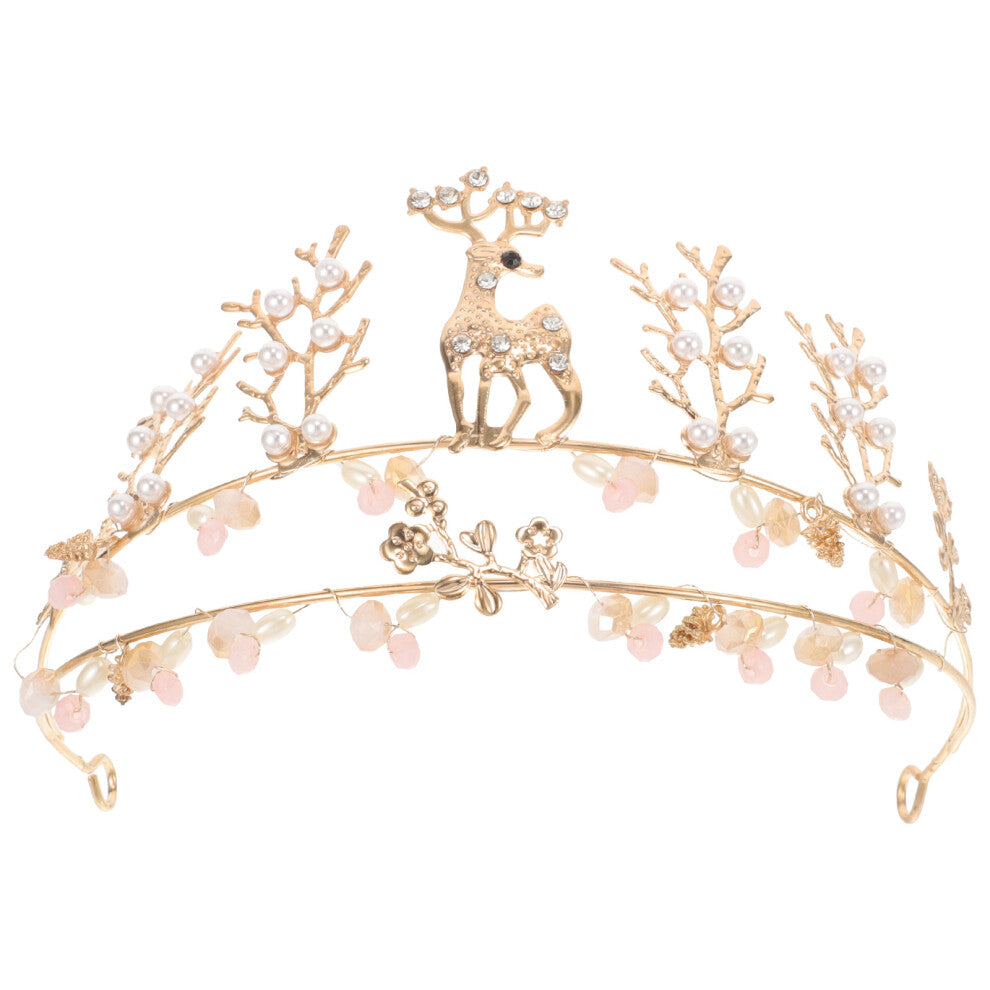 2pcs Bridal Deer Hair Crown Wedding Party Accessories