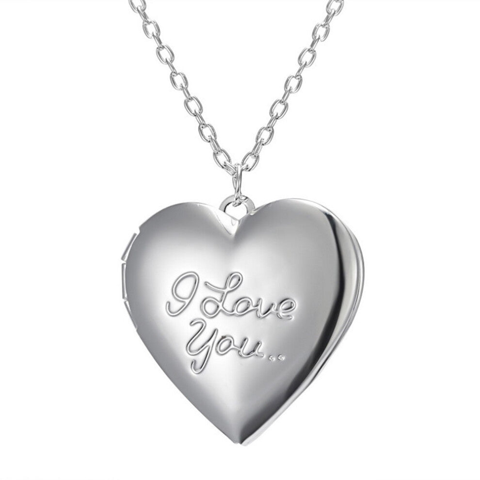 3pcs Photo Frame Necklace Alloy Pendant Heart Shape Jewelry
