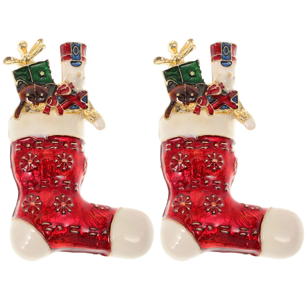 4 Pcs Christmas Boots Brooch Alloy Dress Accessories for Women