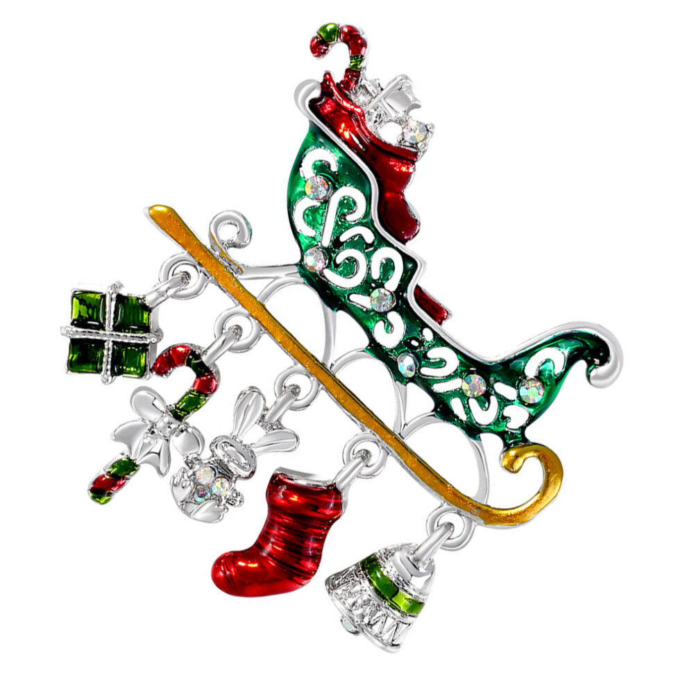 5pcs Christmas Sled Brooch Decorative Breastpins Gift