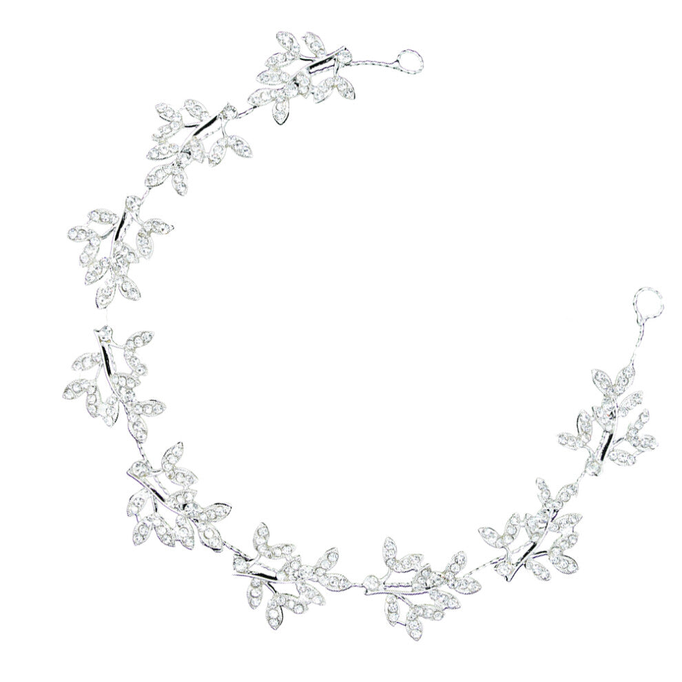 2pcs Wedding Leaf Headband Rhinestone Hair Accessories