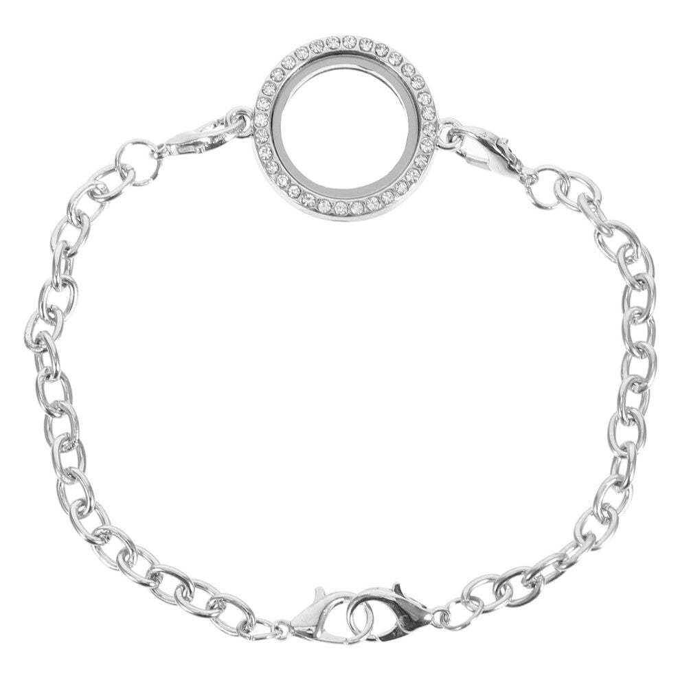 2pcs Crystal Memory Locket Bracelet for Floating Charms (White K)