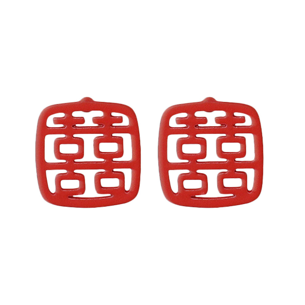 3 Pairs Chinese Style Wedding Ear Studs for Women