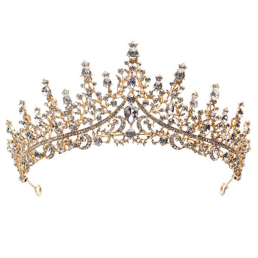 2 Pcs Shiny Wedding Bridal Crown Alloy Rhinestone Hair Accessories