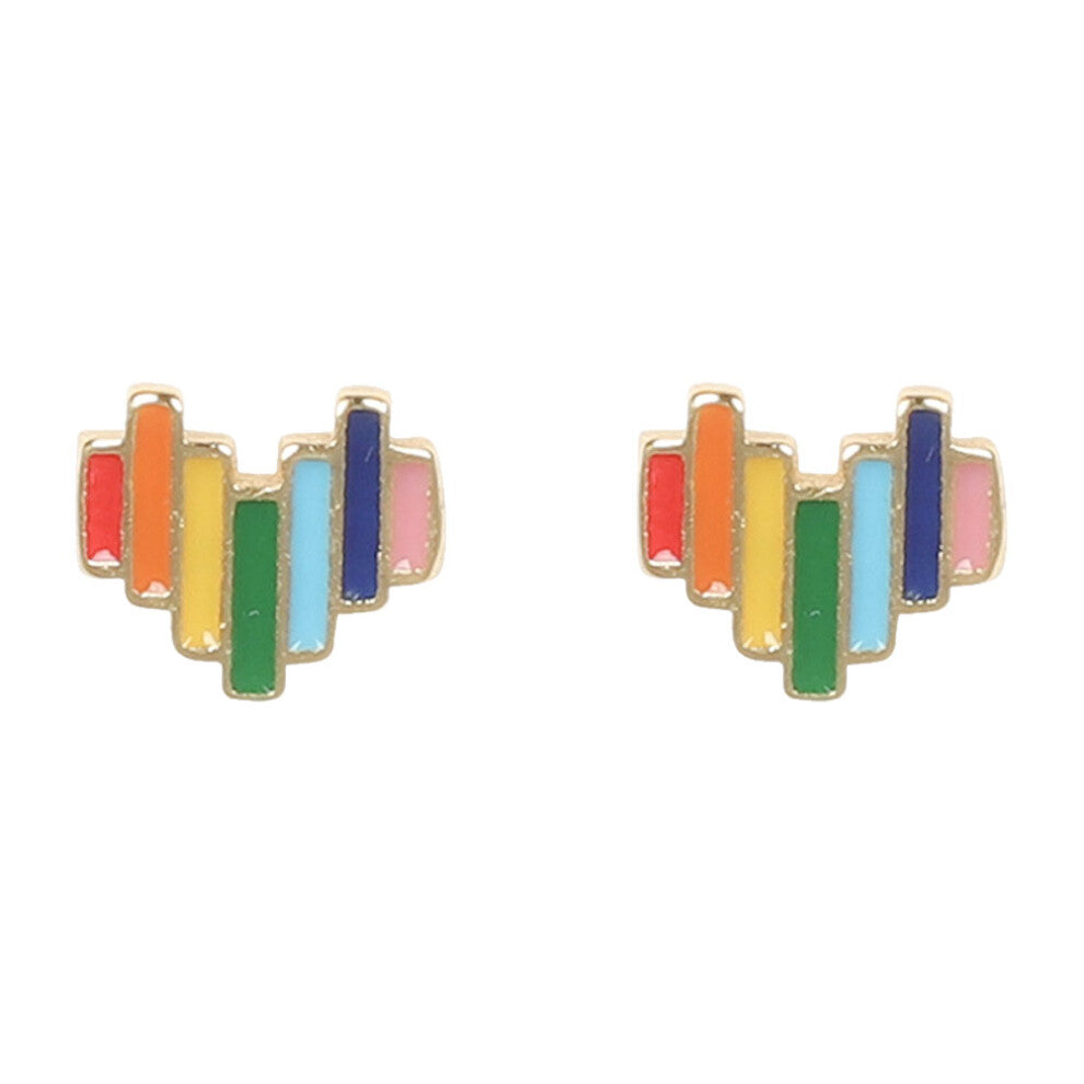 1 Pair Halloween Rainbow Heart Ear Studs