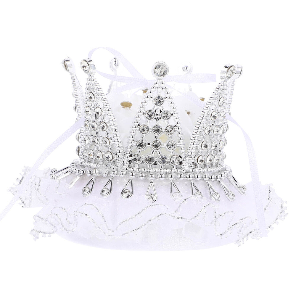 3pcs Crown Ring Box with Inlaid Diamonds for Wedding Engagement