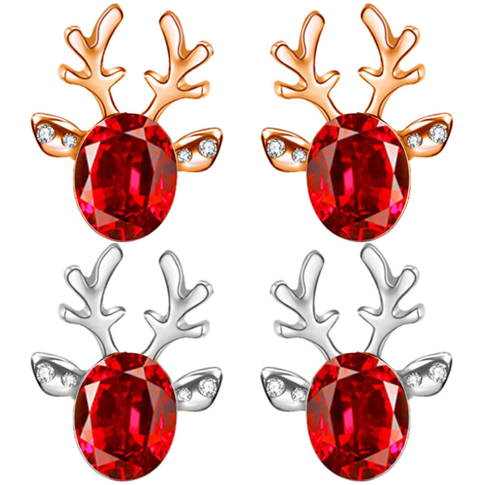 8 Pairs Reindeer Ear Studs Christmas Jewelry for Women