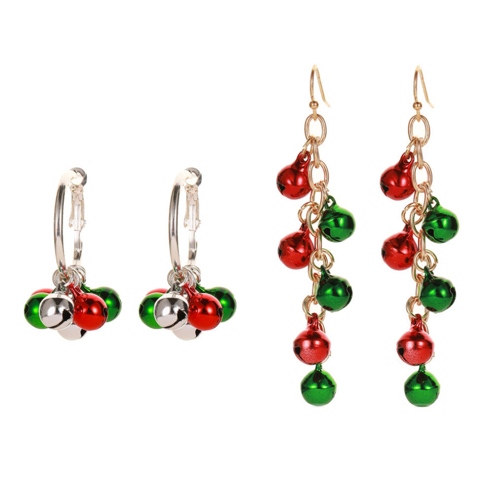 12 Pcs Alloy Pearl Christmas Pendants Ear Studs (Bell Tassel)