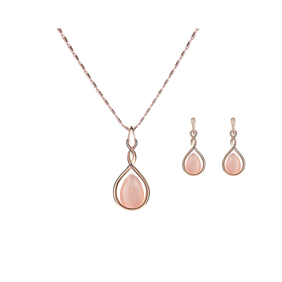 3 Sets Wedding Accessories Droplet Necklace Earrings Bridal Jewelry