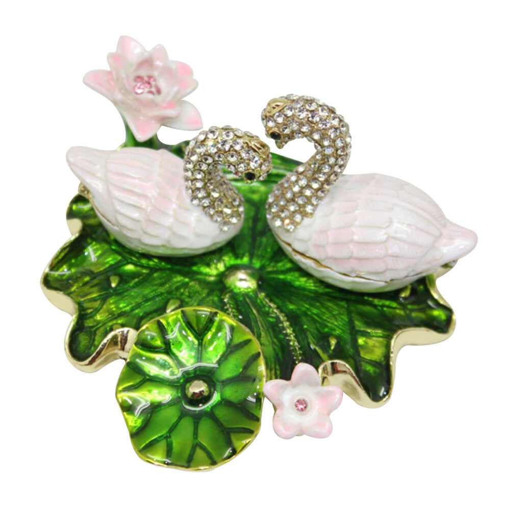 Swan Shaped Jewelry Storage Box Earring Holder Alloy Desktop