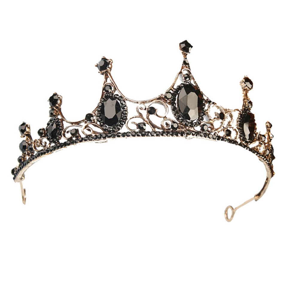 3pcs Black Crystal Crown Hair Accessories Wedding