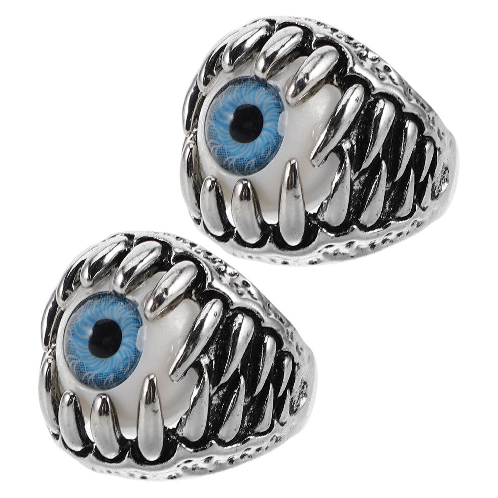 4 Pcs Men's Dragon Claw Skull Eyeball Ring Gothic Biker Halloween