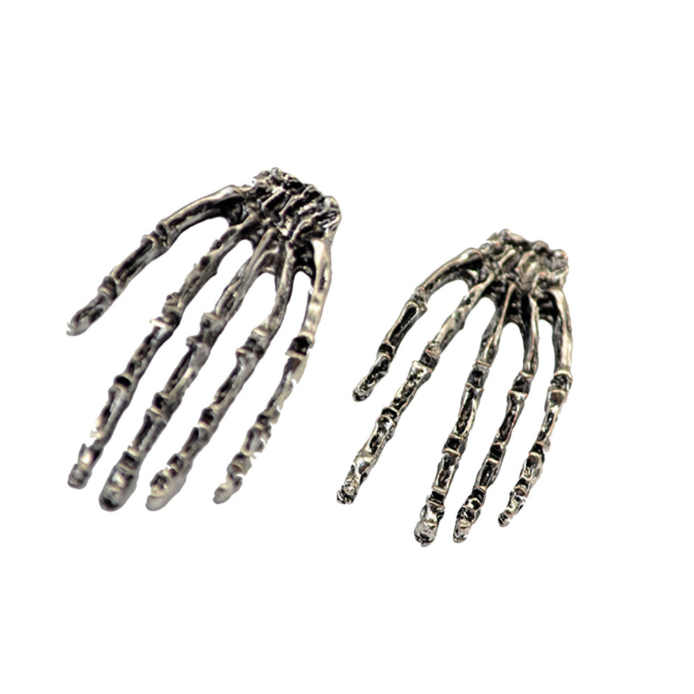 2 Pairs Retro Bone Dangler Palm Earrings Alloy Punk Jewelry for Women