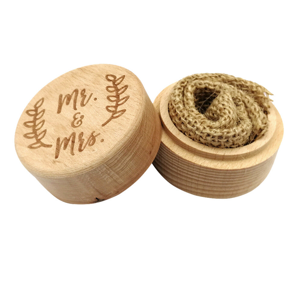 2pcs Vintage Wooden Ring Box Wedding Engagement Holder (Mr Mrs)