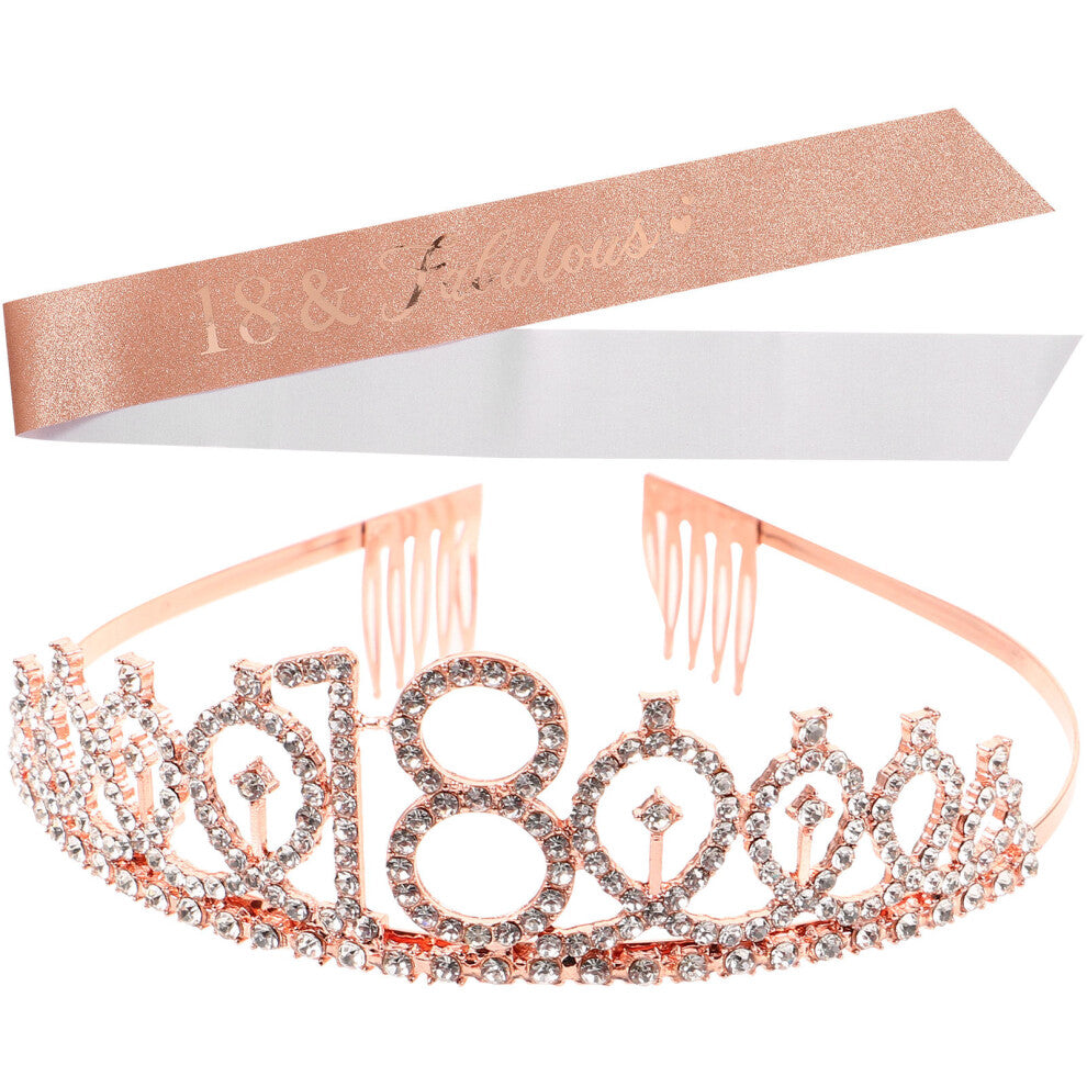 4 Sets Birthday Crown Sash Party Accessories for Women