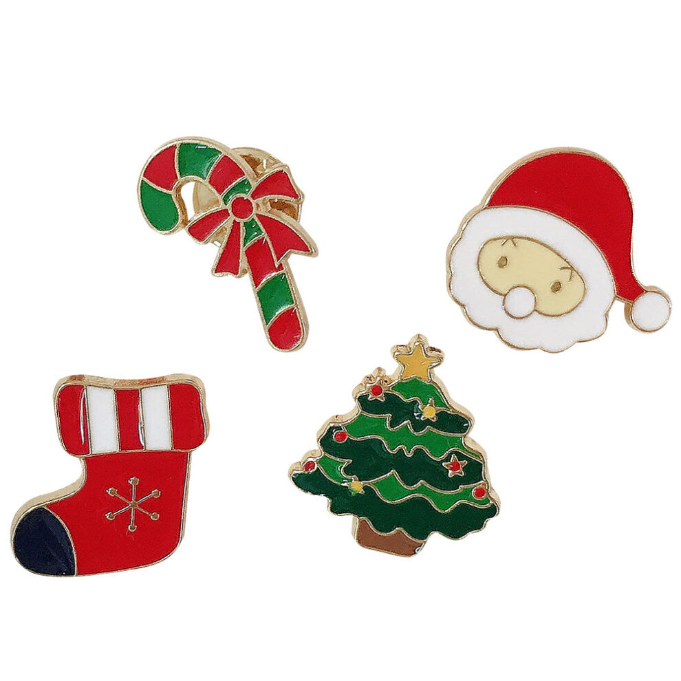4pcs Multi-Colored Christmas Brooches Festival Accessories