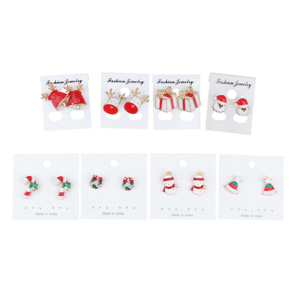16 Pairs Christmas Alloy Stud Earrings Mixed Dangler Jewelry