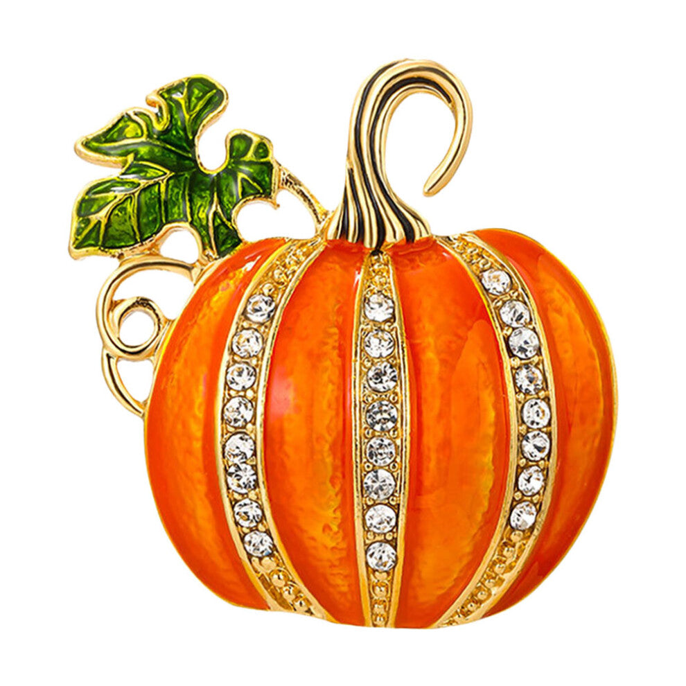Rhinestone Pumpkin Brooch Glitter Lapel Pin Sweater Accessory
