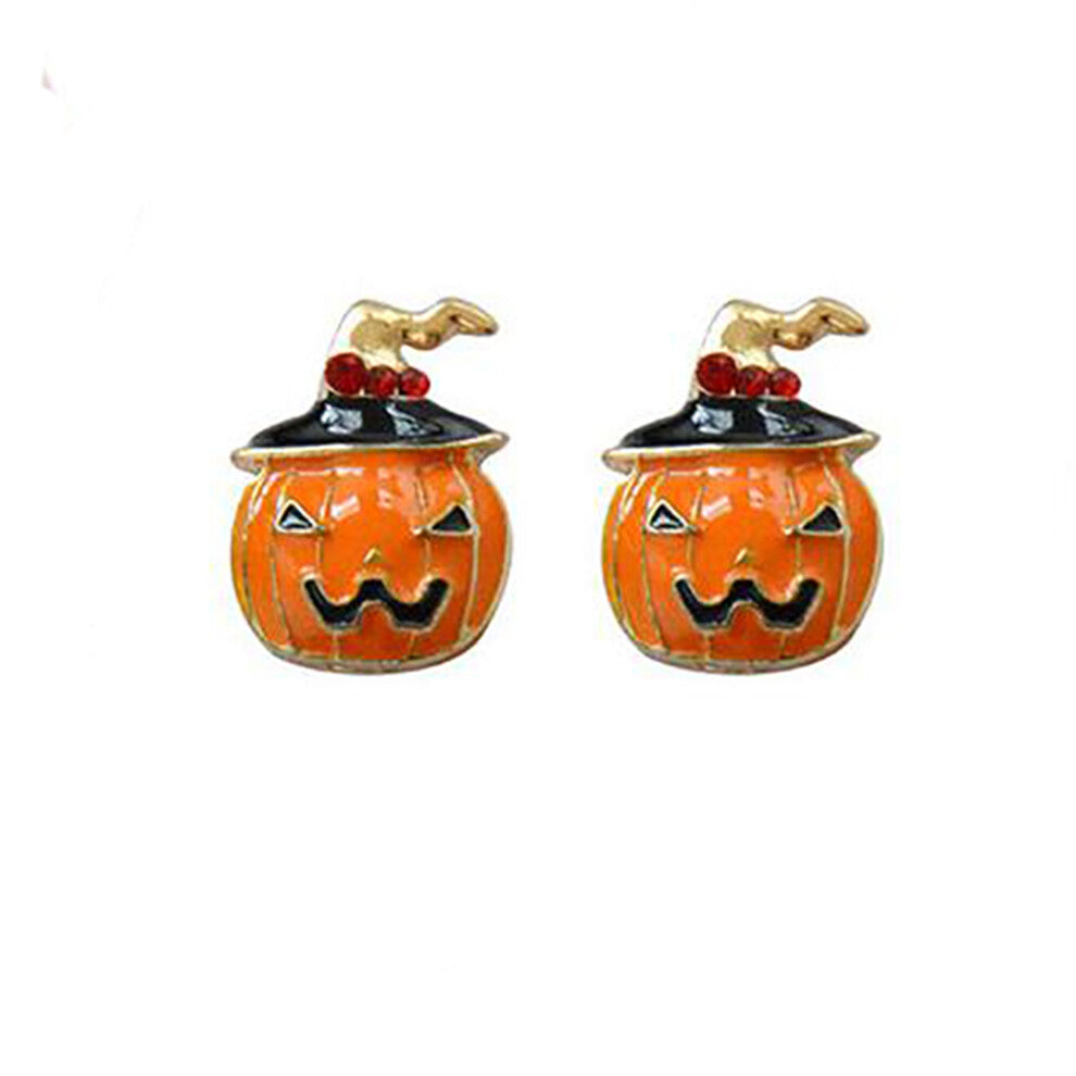 2 Pairs Halloween Pumpkin Ear Studs for Party Daily Wear E1803