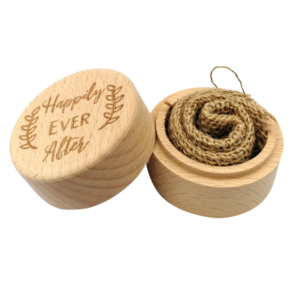 2pcs Vintage Wooden Round Ring Box Wedding Engagement Holder