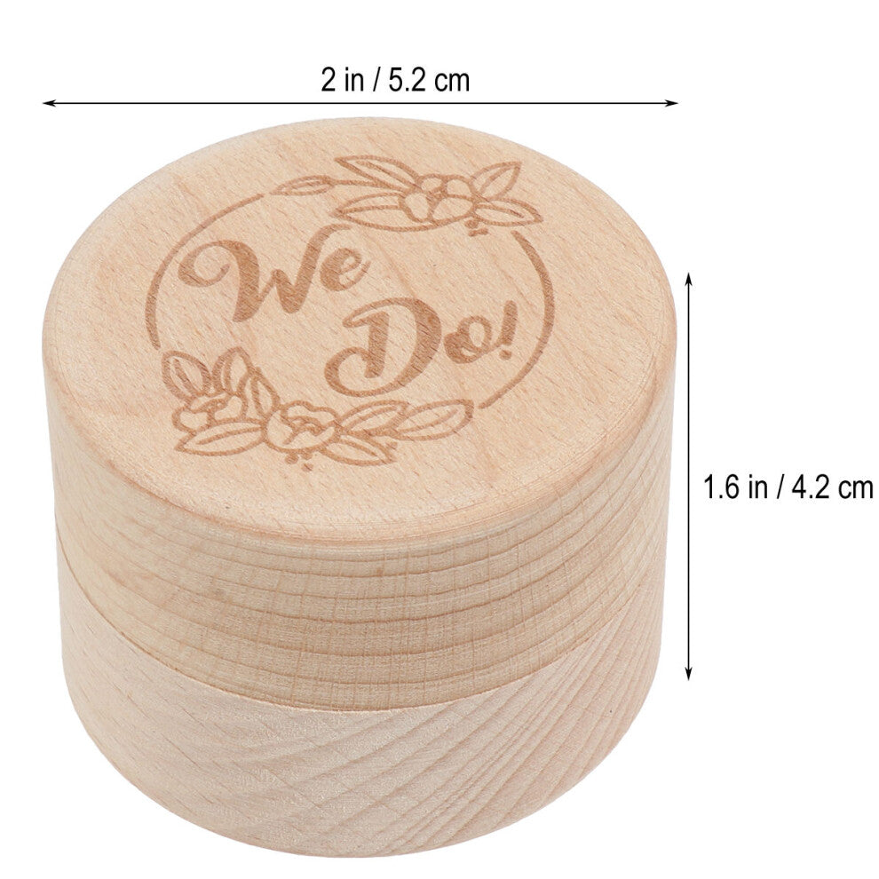 Vintage Wooden Round Ring Box Wedding Engagement Holder