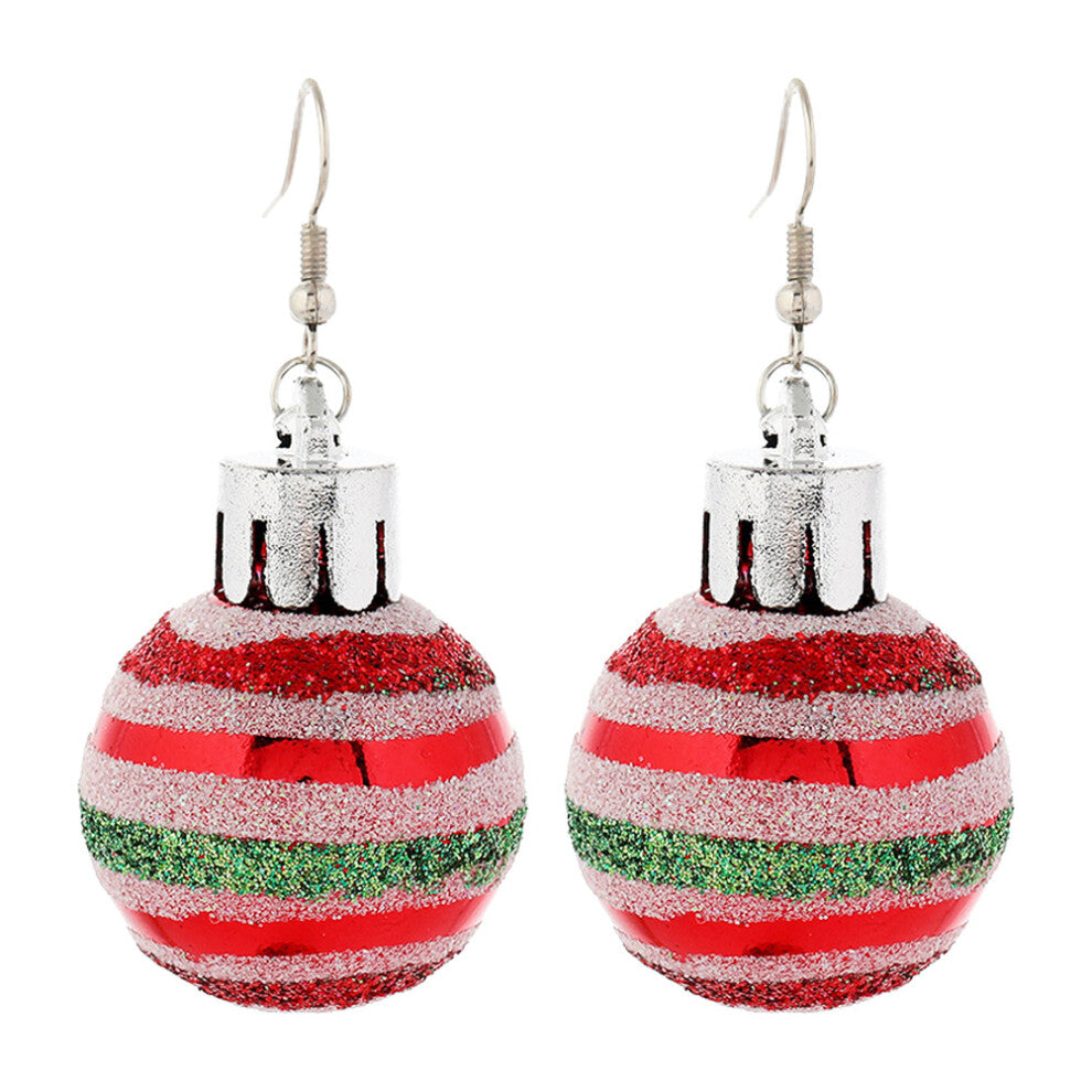 2 Pairs Glitter Christmas Ball Ear Drop Sequin Earrings Jewelry