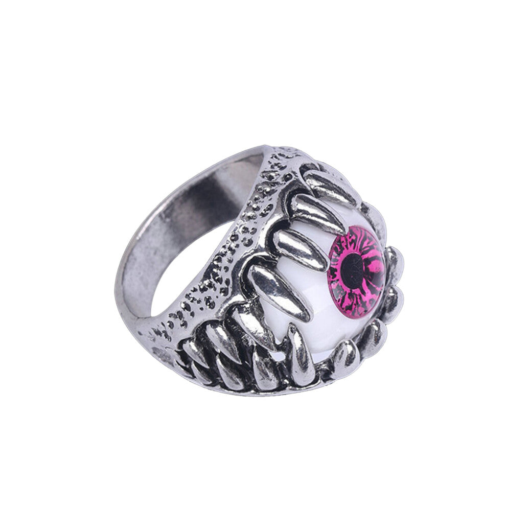 Men's Dragon Claw Skull Eyeball Ring Gothic Biker Halloween Red