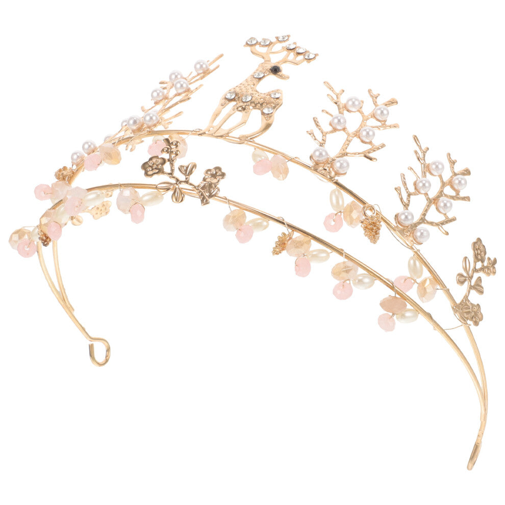 2pcs Bridal Deer Hair Crown Wedding Party Accessories