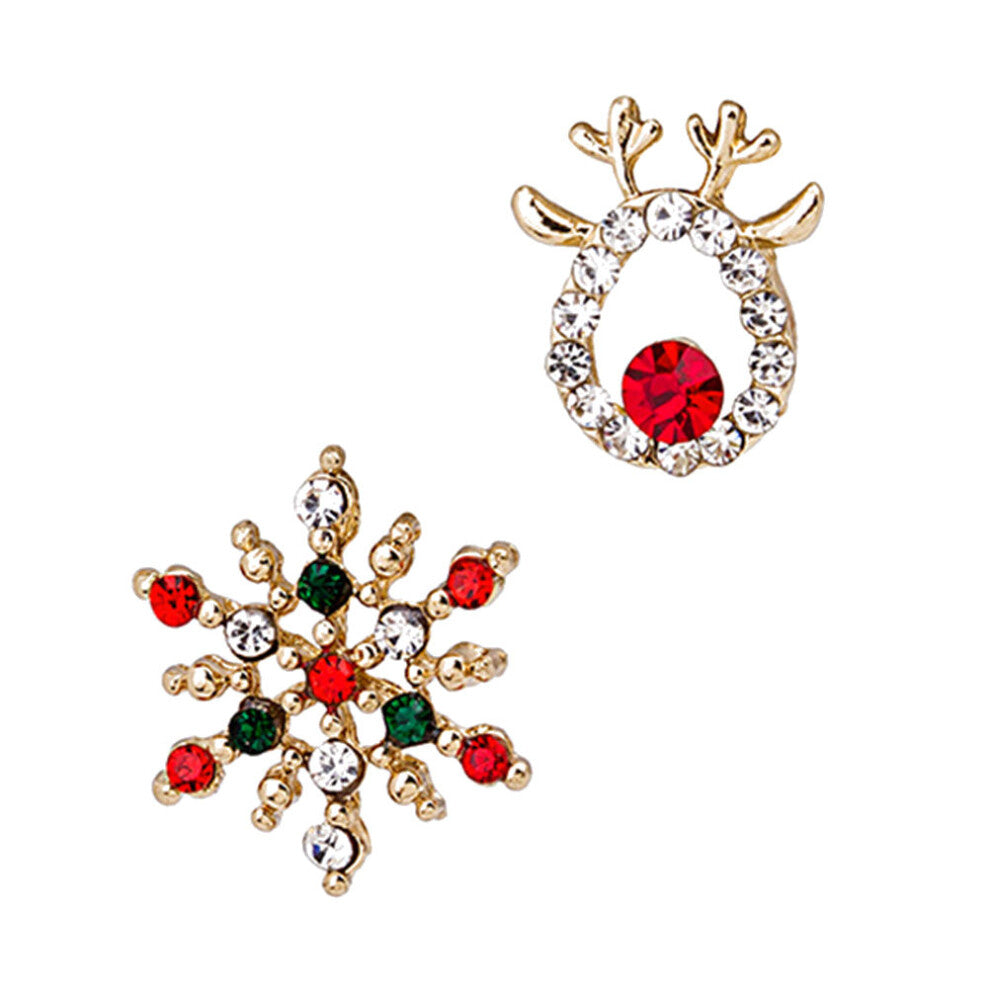 1 Pair Asymmetric Elk Ear Studs Christmas Earrings