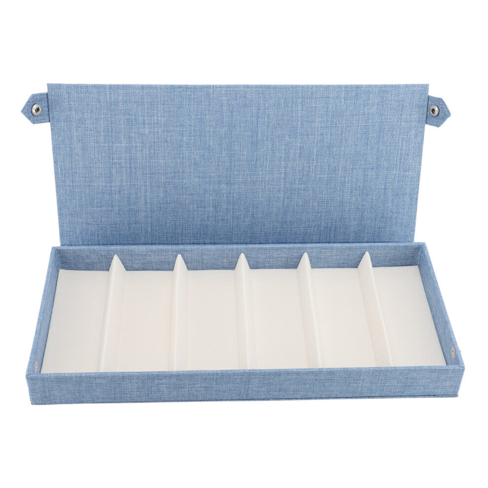 Linen 6 Slots Eyewear Case, 38x17x4cm, Stylish Sunglasses Organizer