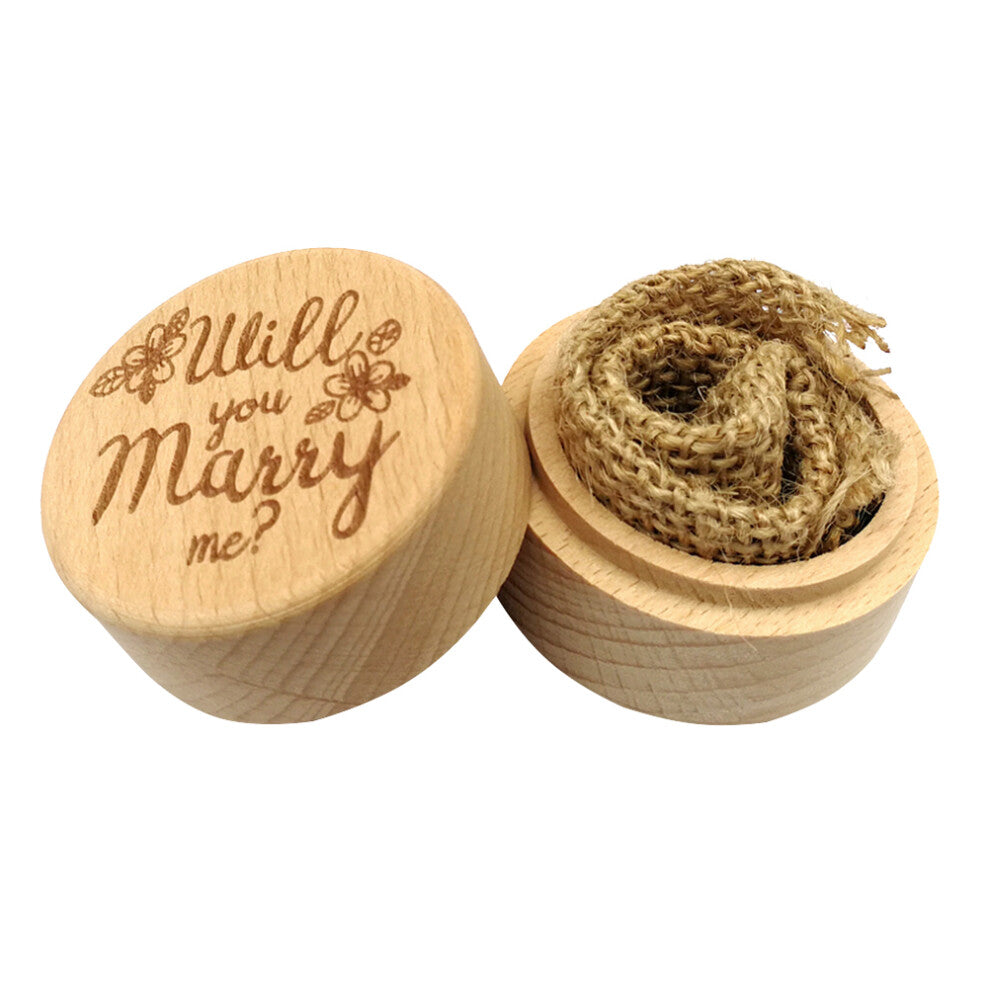 2pcs Vintage Wooden Ring Box Wedding Engagement Holder