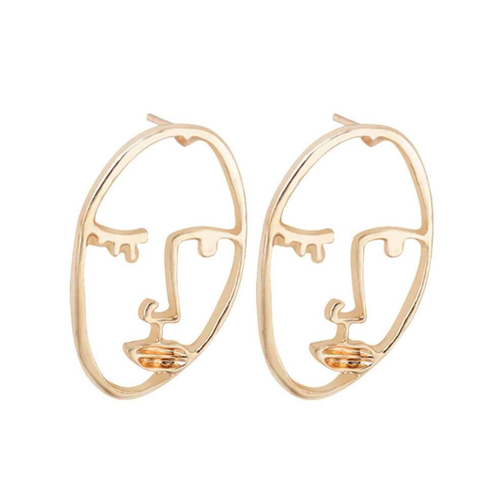 3 Pairs Abstract Human Face Mask Ear Studs Women Jewelry Blinking Eyes