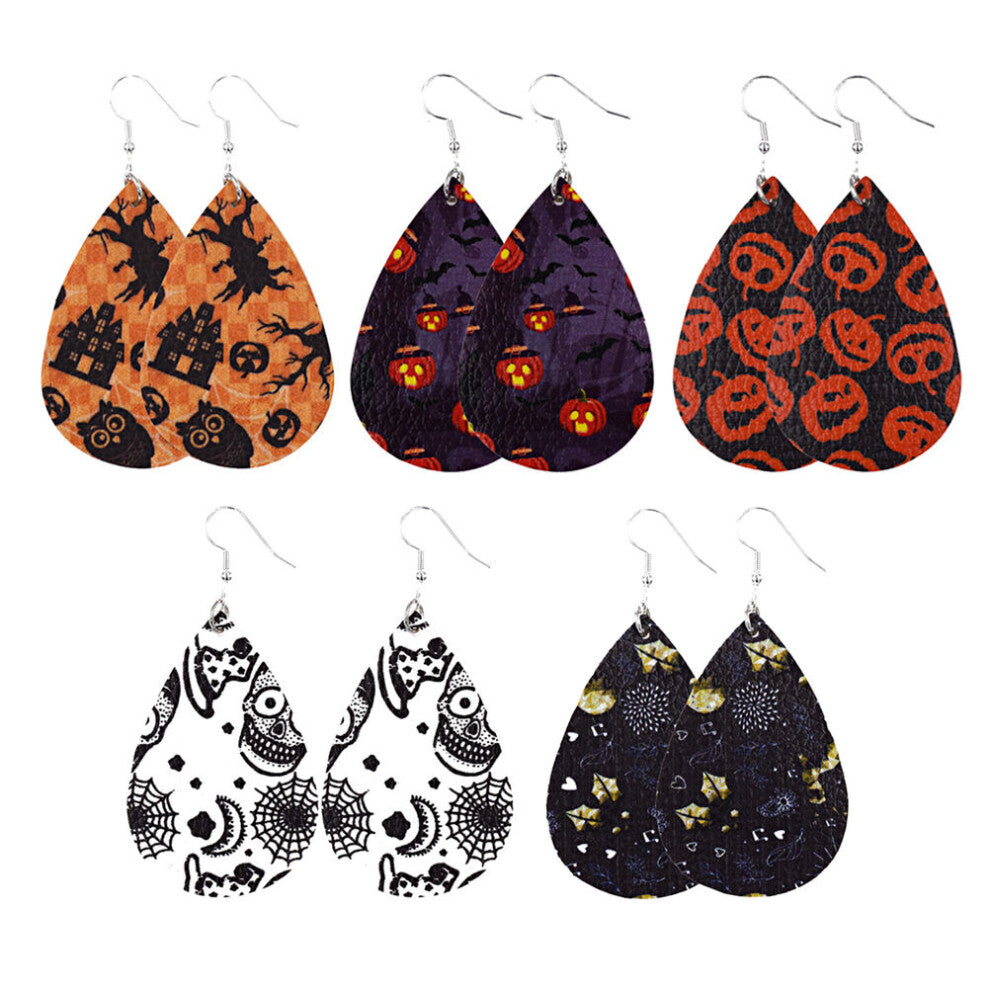 5 Pairs Halloween Earrings Water Drop Dangler Jewelry