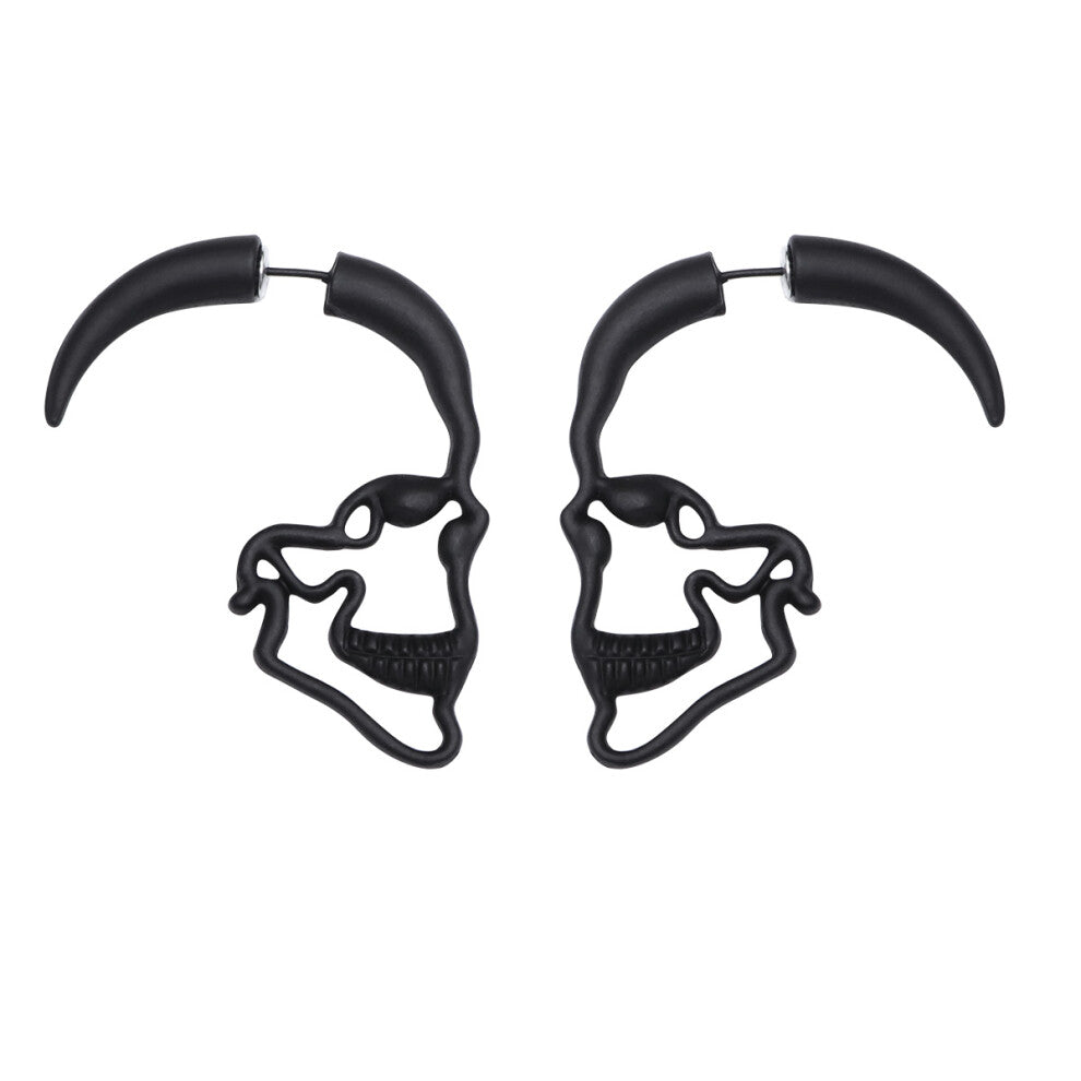 3 Pairs Black Skeleton Stud Earrings Dangler Jewelry