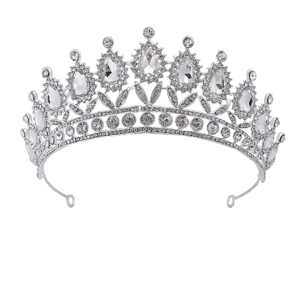 2pcs Rhinestone Tiaras Silver Princess Crown Bridal Hair Accessories