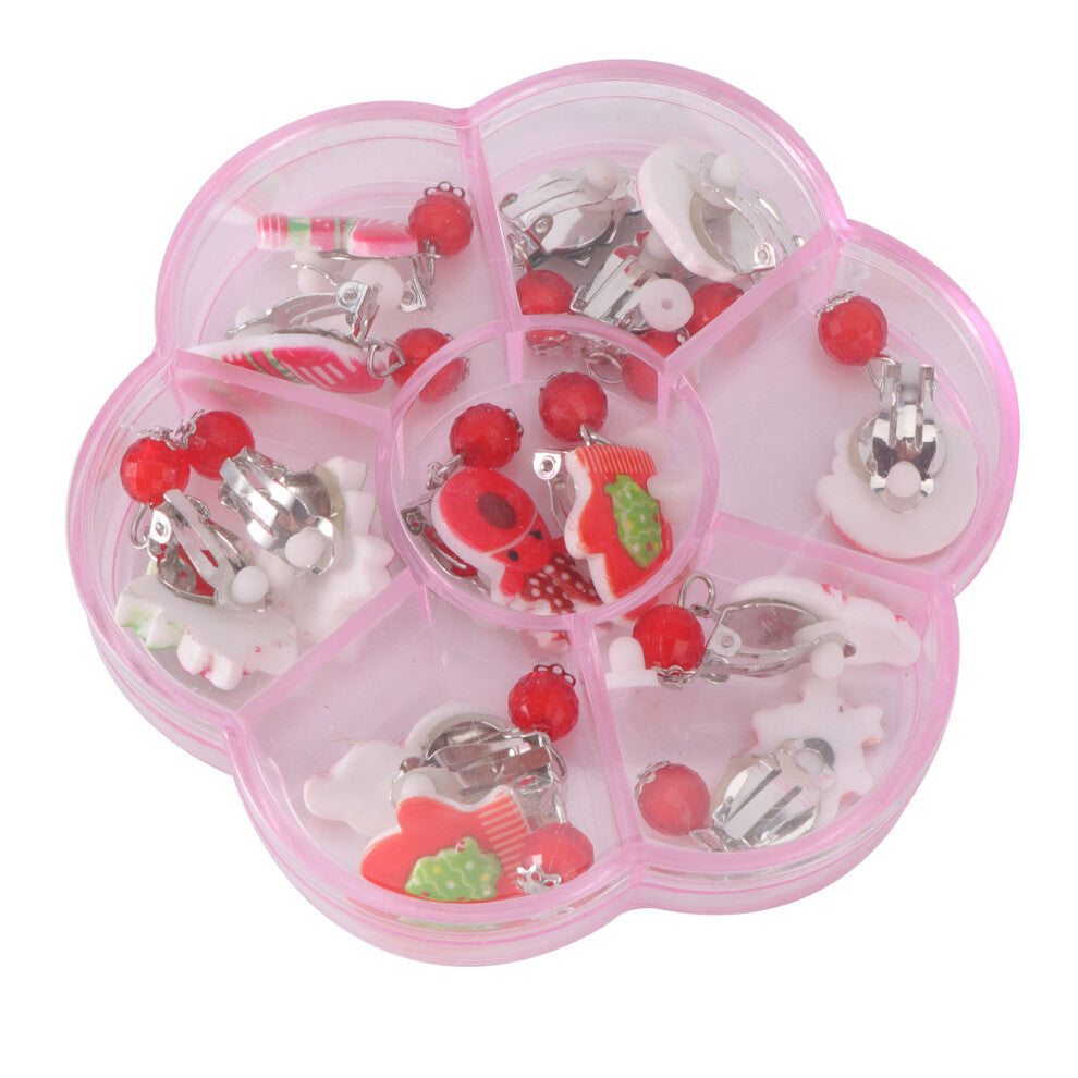 21 Pairs Christmas Kids Earrings Ear Clips Studs Jewelry Gift