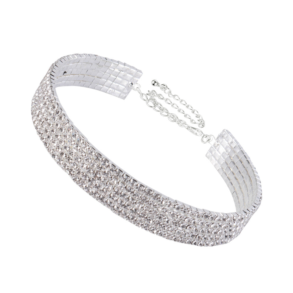 1pc 5-Layer Glitter Multi-Row Diamond Jewelry Collar Necklace