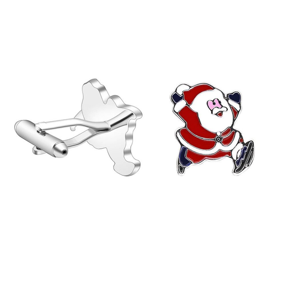 2 Pairs Santa Cufflinks Christmas Sleeve Buttons for Women Men