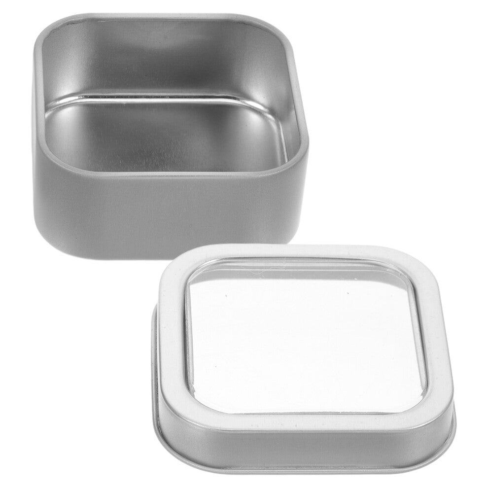 Empty Square Metal Tins with Clear Window for Candles Candies Jewelry