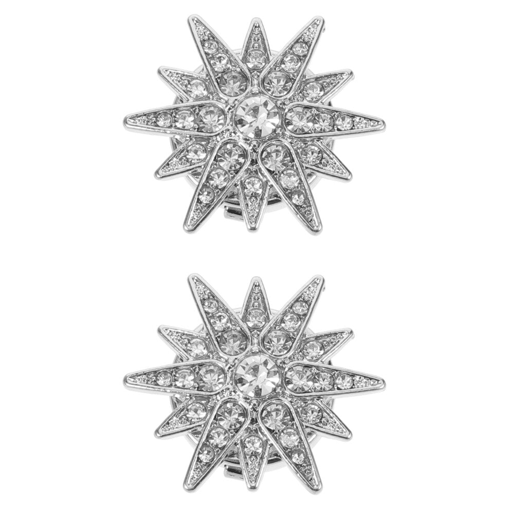 2pcs Sparkly Clip-On Rhinestone Button Covers for Shirts Jackets