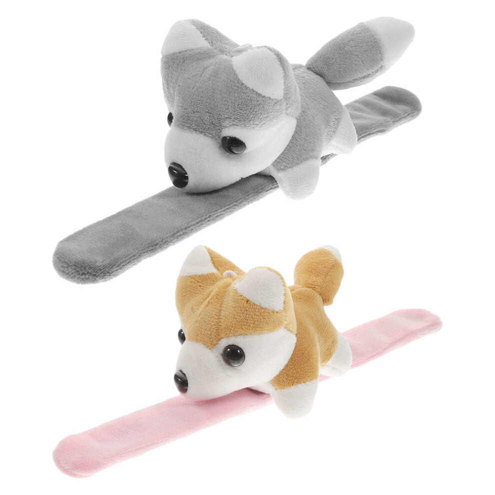 2pcs Plush Animal Slap Bracelets Soft Snap Wrist Toys for Kids