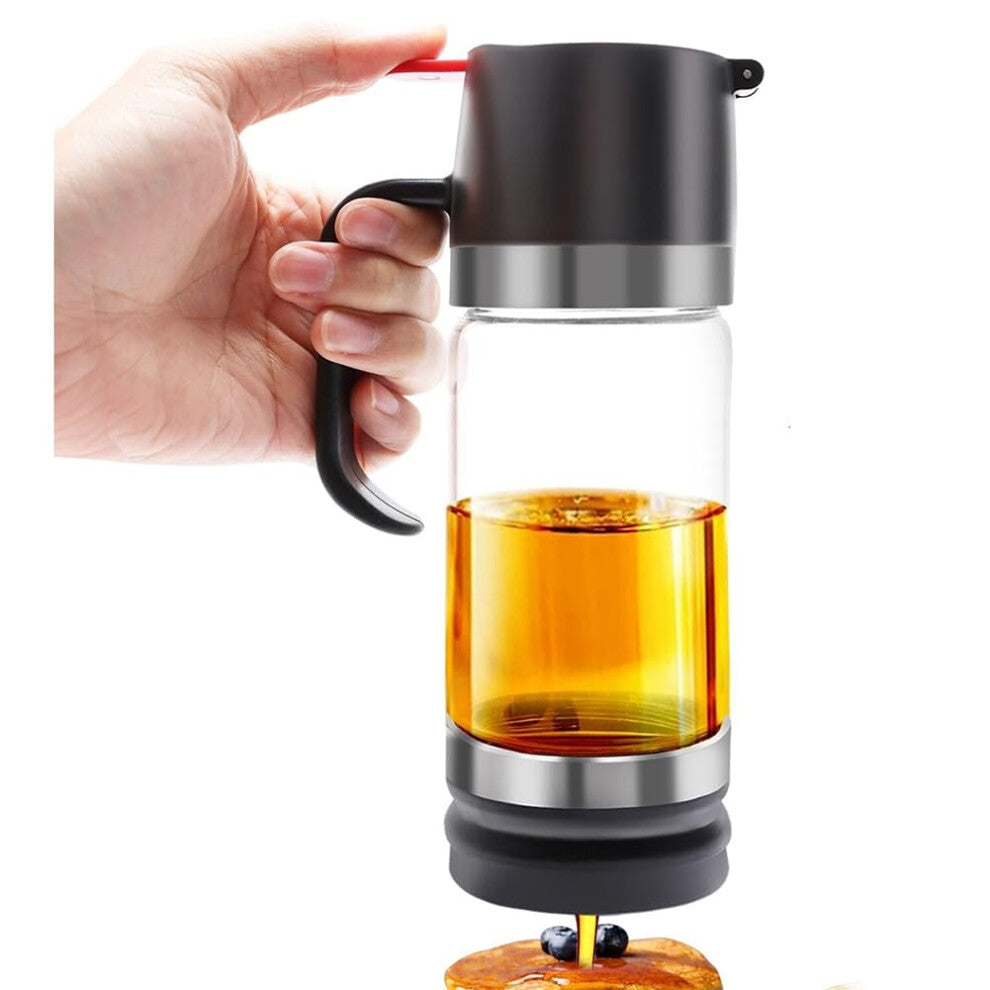 12 OZ Glass Honey Dispenser with Handle, No Drip Honey Pot for Syrup, Ideal for Coffee and Tea