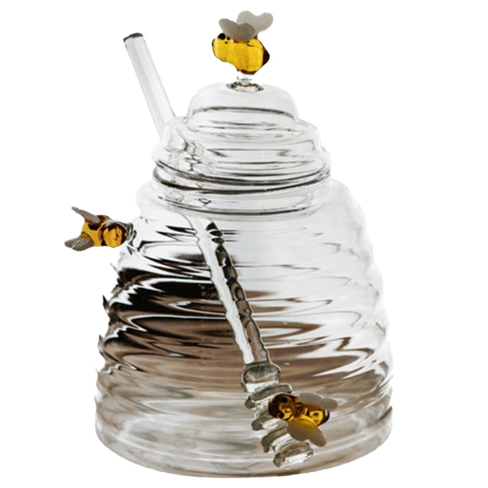 Honey Pot Honey Jars with Lid and Dipper, Glass Honey Container with Drizzler, Kitchen Supplies, Creative Design